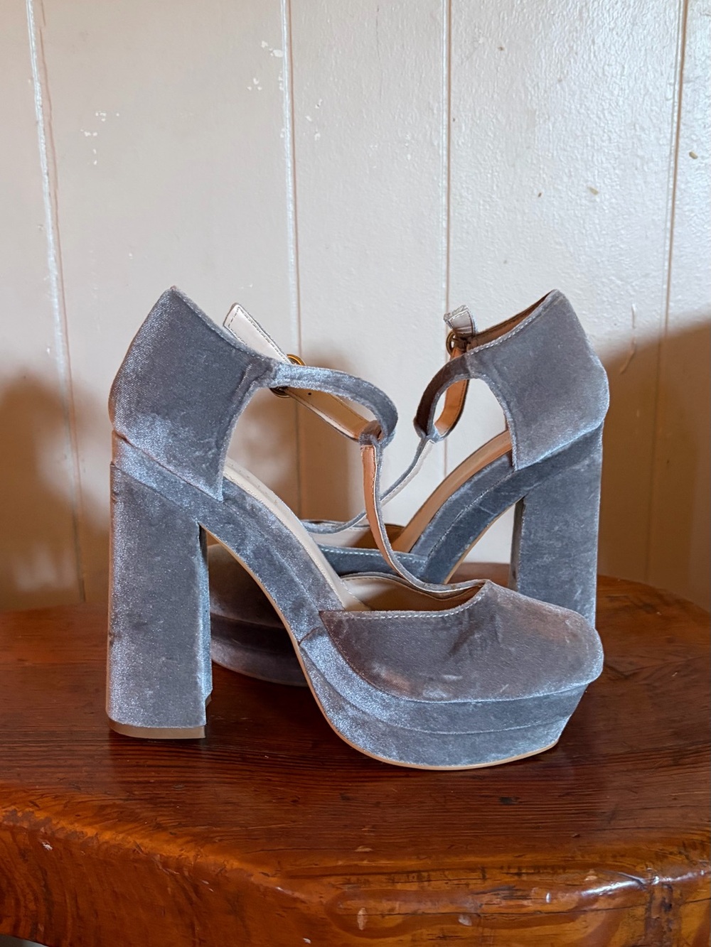Vintage suede velvet heels